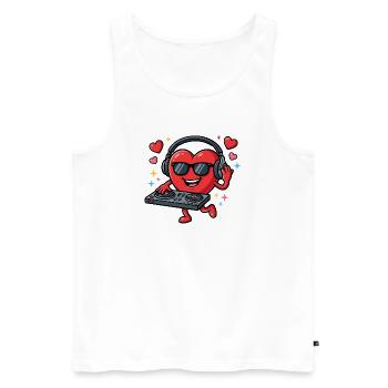 Valentinstag DJ EDM Lustiger DJ Valentinstag - Männer Premium Bio Tank Top - Weiß - Vorne - Michal (187cm)