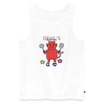 Devil's Kitchen Cooking Devil No.2 - Men's Premium Organic Tank Top - white - Front - Michal (187cm)