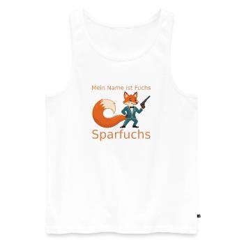 Fuchs Geheimagent im Anzug aka der Sparfuchs - Männer Premium Bio Tank Top - Weiß - Vorne - Michal (187cm)