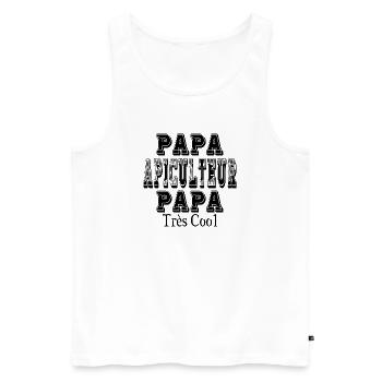 Papa Apiculteur Papa Très Cool - Débardeur bio Premium Homme - blanc - Devant - AI Model Male 178 light (178cm)