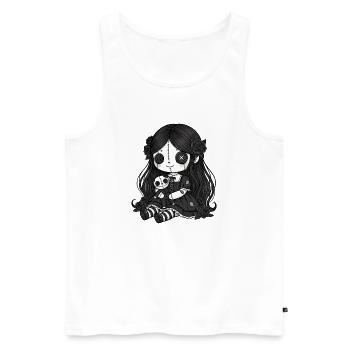 Gothic Bunny Weirdcore Dark Horror Animal Doll - Männer Premium Bio Tank Top - Weiß - Vorne - AI Model Male 178 light (178cm)