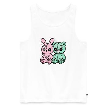 Gothic Bunny Weirdcore Dark Horror Animal Doll - Männer Premium Bio Tank Top - Weiß - Vorne - AI Model Male 178 light (178cm)