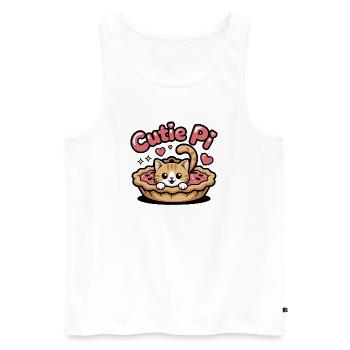 Cutie Pi Cat - Men's Premium Organic Tank Top - white - Front - AI Model Male 178 light (178cm)
