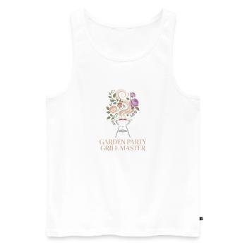 Motif barbecue floral Garden Party Master pour barbecue floral - Débardeur bio Premium Homme - blanc - Devant - AI Model Male 178 light (178cm)