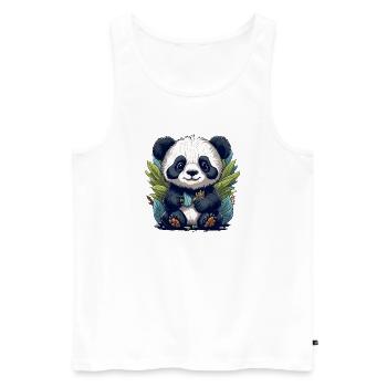 Panda im Blattwald - Männer Premium Bio Tank Top - Weiß - Vorne - Michal (187cm)