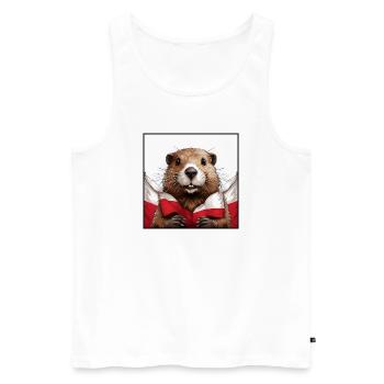Beaver Poland Flag - Men's Premium Organic Tank Top - white - Front - Michal (187cm)