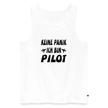 Pilot - Männer Premium Bio Tank Top - Weiß - Vorne - Michal (187cm)