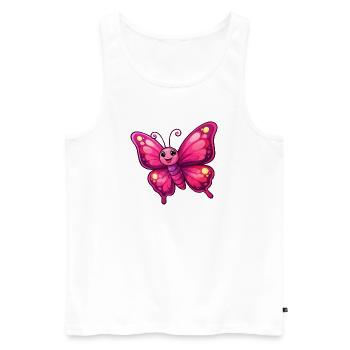 Kuscheliger Pinker Schmetterling - Männer Premium Bio Tank Top - Weiß - Vorne - AI Model Male 178 light (178cm)