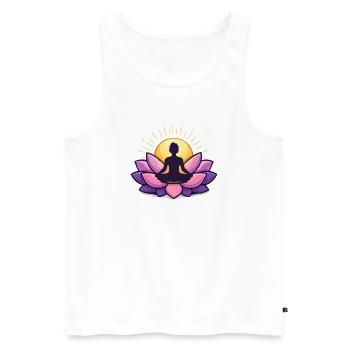 Sonnenaufgang Lotus Meditation - Männer Premium Bio Tank Top - Weiß - Vorne - Michal (187cm)