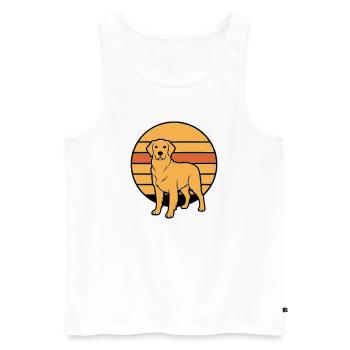 Dog Retriever Retro Sunset - Men's Premium Organic Tank Top - white - Front - Michal (187cm)