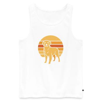 Dog Retro Sunset Flat Icon - Men's Premium Organic Tank Top - white - Front - AI Model Male 178 light (178cm)