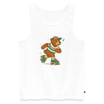 Retro Bär auf Rollschuhen - Männer Premium Bio Tank Top - Weiß - Vorne - AI Model Male 178 light (178cm)