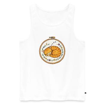 Sleeping Cat in Floral Circle - Men's Premium Organic Tank Top - white - Front - AI Model Male 178 light (178cm)