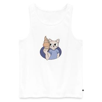 Chat croissant drôle - Débardeur bio Premium Homme - blanc - Devant - Michal (187cm)