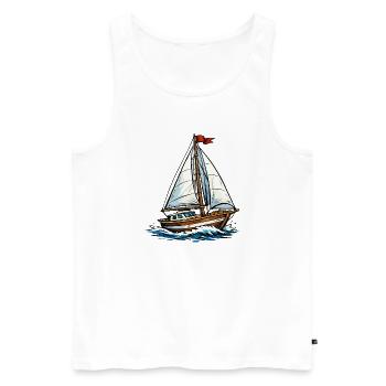 Segelboot auf wilden Wellen - Männer Premium Bio Tank Top - Weiß - Vorne - AI Model Male 178 light (178cm)