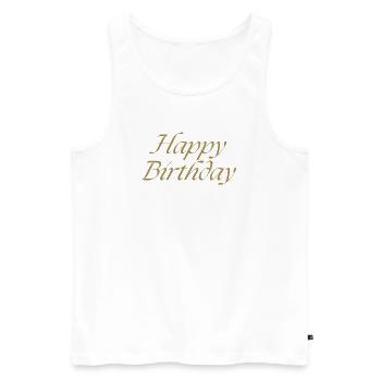 Bon anniversaire - Débardeur bio Premium Homme - blanc - Devant - Michal (187cm)