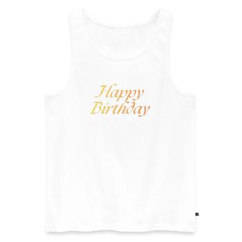 Bon anniversaire - Débardeur bio Premium Homme - blanc - Devant - Michal (187cm)