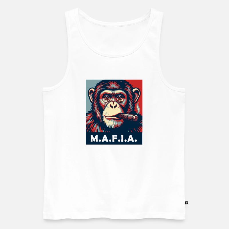 Pop-Art-Schimpanse mit Zigarre - Männer Premium Bio Tank Top - Weiß
