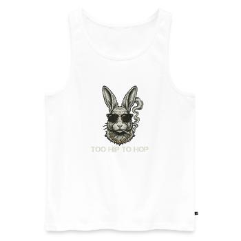 Trop branché pour hoper Drôle de Bunny Smoking - Débardeur bio Premium Homme - blanc - Devant - AI Model Male 178 light (178cm)