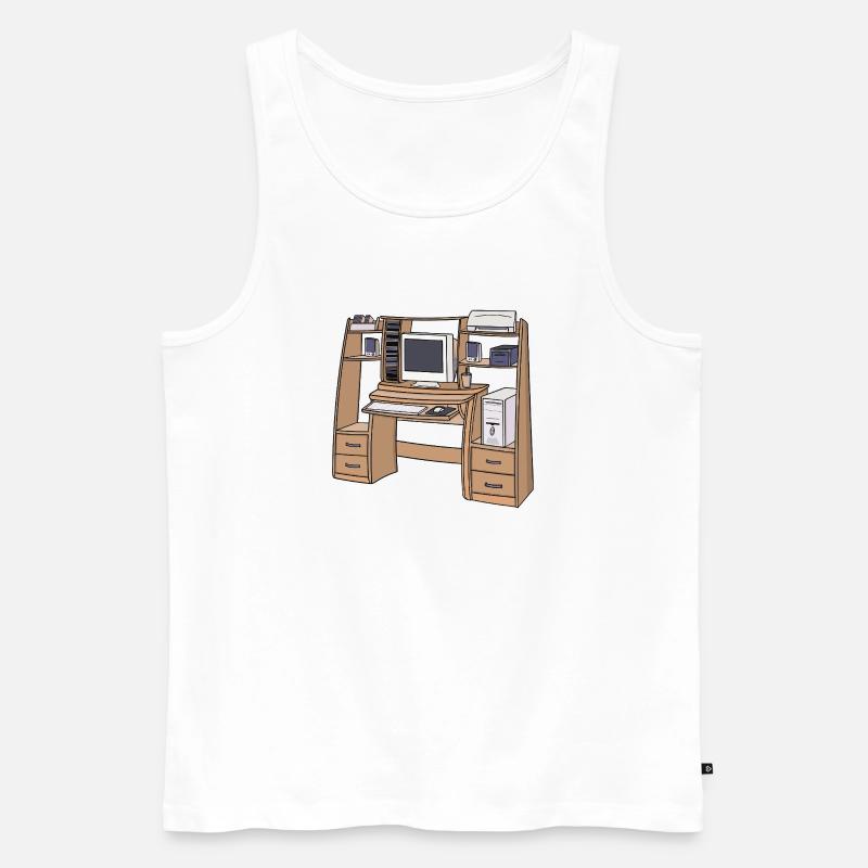 Retro-Computerschreibtisch-Setup 90er 2000er Nostalgie - Männer Premium Bio Tank Top - Weiß
