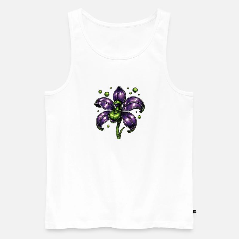 Lila Orchidee Blume Botanik - Männer Premium Bio Tank Top - Weiß