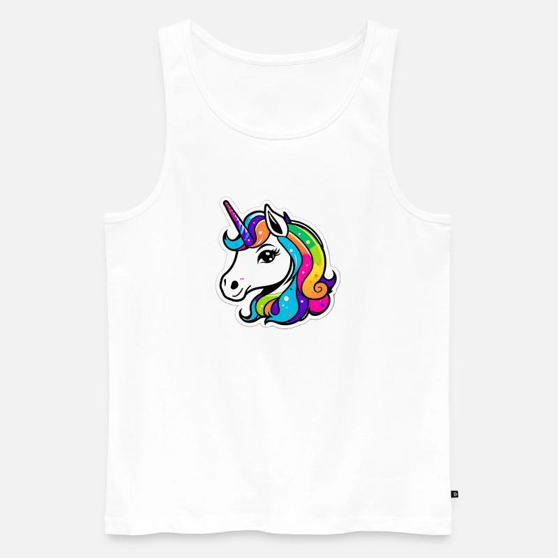 Helles Regenbogen-Einhorn - Männer Premium Bio Tank Top - Weiß