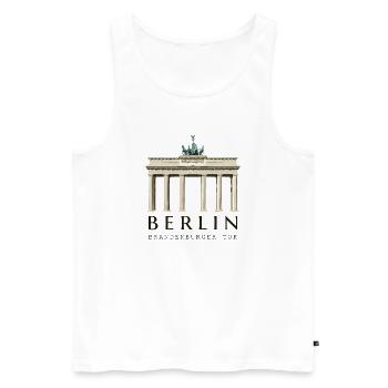Porte de Berlin Brandebourg dessinée à la main - Débardeur bio Premium Homme - blanc - Devant - AI Model Male 178 light (178cm)