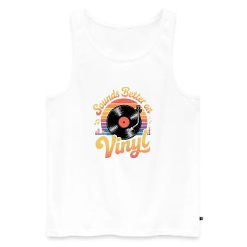 Ça sonne mieux sur vinyle. - Débardeur bio Premium Homme - blanc - Devant - Michal (187cm)
