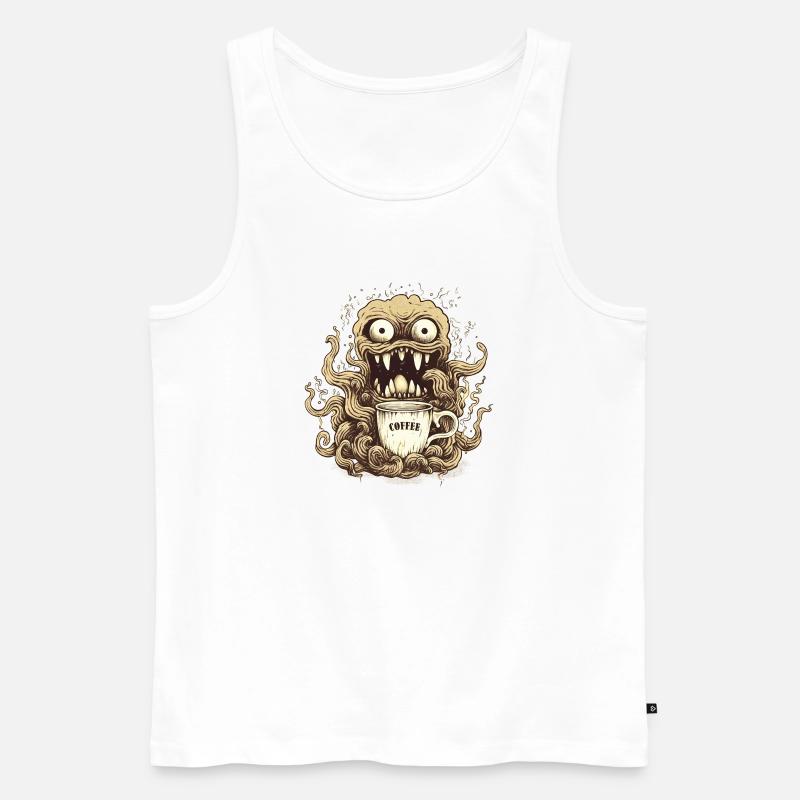 Kaffeemonster  - Koffein Zombie - Morgenmuffel - Männer Premium Bio Tank Top - Weiß