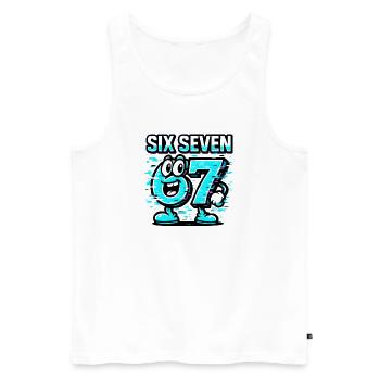 Six Seven 67 Meme Glitch Mascot Italian Brainrot - Männer Premium Bio Tank Top - Weiß - Vorne - AI Model Male 178 light (178cm)