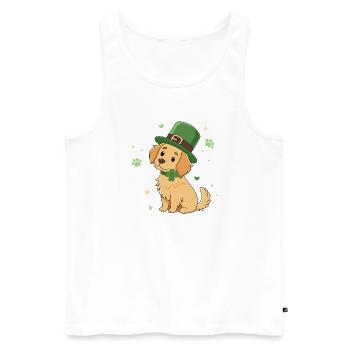 Lucky Irish Puppy - Men's Premium Organic Tank Top - white - Front - AI Model Male 178 light (178cm)