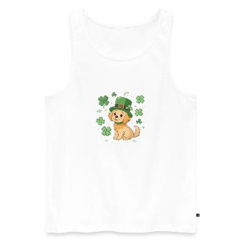 Chien Labrador Leprechaun et Trèfle Vert - Débardeur bio Premium Homme - blanc - Devant - Michal (187cm)
