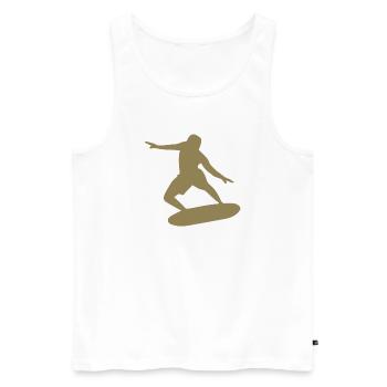 Silhouette de surfeur Surf Minimaliste - Débardeur bio Premium Homme - blanc - Devant - Michal (187cm)