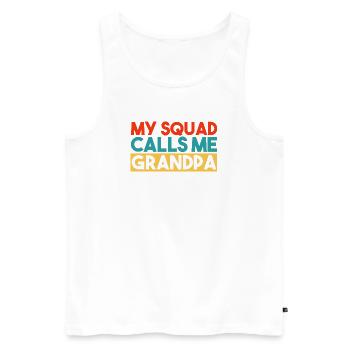 Mon escouade m’appelle Grand-père Slogan rétro coloré - Débardeur bio Premium Homme - blanc - Devant - Michal (187cm)
