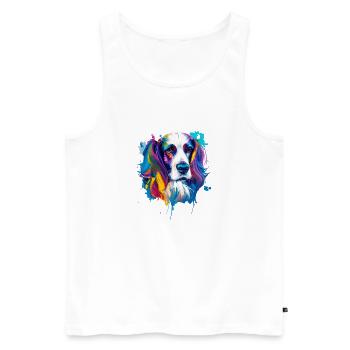 Cocker Spaniel Hund Farbenfrohes Pop-Art-Porträt - Männer Premium Bio Tank Top - Weiß - Vorne - AI Model Male 178 light (178cm)
