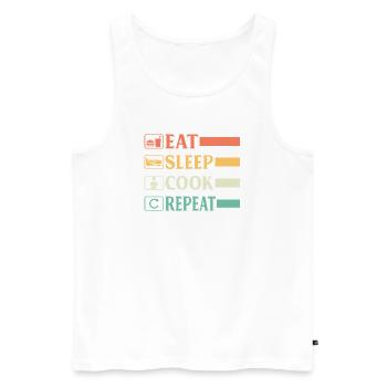 Funny Chef Head Chef Baker Chef Eat Sleep Cook Rep - Men's Premium Organic Tank Top - white - Front - AI Model Male 178 light (178cm)