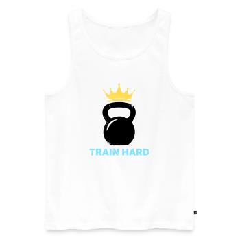 Kettlebell Crown Train Hard - Men's Premium Organic Tank Top - white - Front - AI Model Male 178 light (178cm)