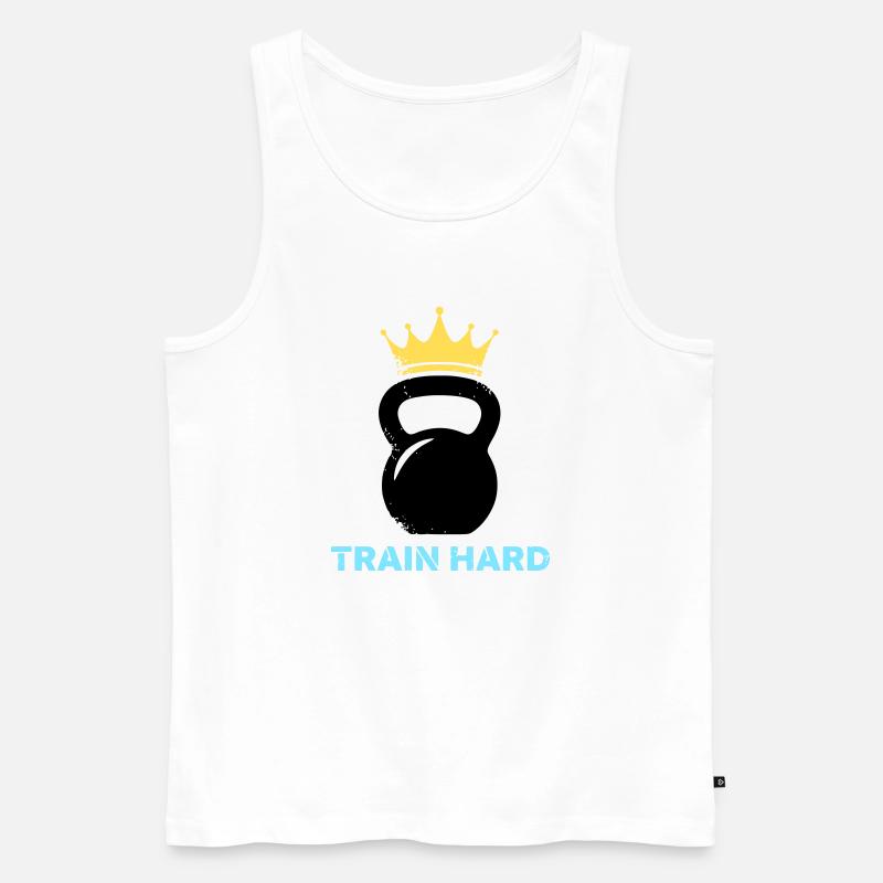 Kugelhantel Krone Train Hard - Männer Premium Bio Tank Top - Weiß