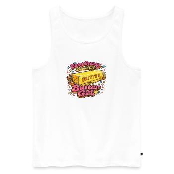 Illustration rétro pop art de Butter Girl - Débardeur bio Premium Homme - blanc - Devant - Michal (187cm)