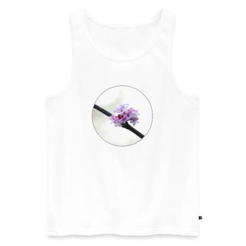 delicate pink-white blossom white blossom pink flower - Men's Premium Organic Tank Top - white - Front - AI Model Male 178 light (178cm)