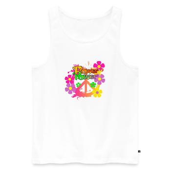 Flower Power Frieden Peacezeichen - Männer Premium Bio Tank Top - Weiß - Vorne - AI Model Male 178 light (178cm)
