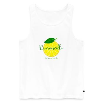 Limoncello La Dolce Vita  - Männer Premium Bio Tank Top - Weiß - Vorne - AI Model Male 178 light (178cm)