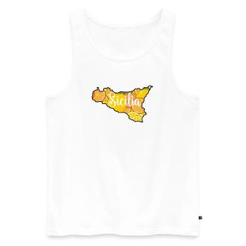 Sizilien Zitrus Motiv - Männer Premium Bio Tank Top - Weiß - Vorne - Michal (187cm)