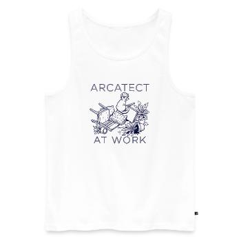 Worker's cat at work - Men's Premium Organic Tank Top - white - Front - AI Model Male 178 light (178cm)