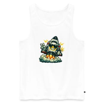Space Rocket Duck mit Mikrofon - Männer Premium Bio Tank Top - Weiß - Vorne - AI Model Male 178 light (178cm)