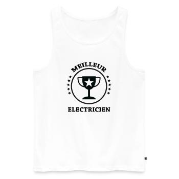 Meilleur Électricien : Le Trophée de la Qualité - Débardeur bio Premium Homme - blanc - Devant - Michal (187cm)