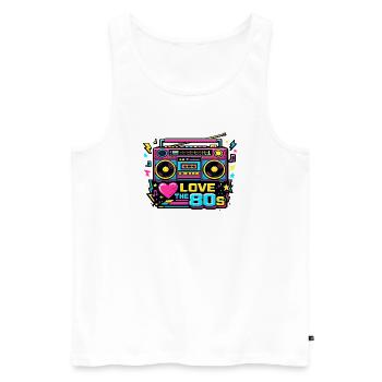 J’adore le Neon Boombox des années 80 - Débardeur bio Premium Homme - blanc - Devant - Michal (187cm)