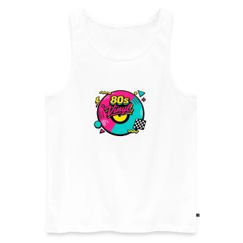80s Vinyl Neon Revival - Männer Premium Bio Tank Top - Weiß - Vorne - AI Model Male 178 light (178cm)