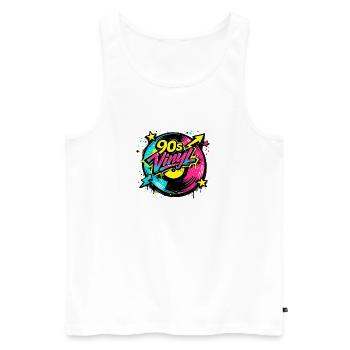 90s Vinyl Neon Circle - Men's Premium Organic Tank Top - white - Front - AI Model Male 178 light (178cm)