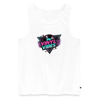 Vinyl Vibes Neon Retro - Men's Premium Organic Tank Top - white - Front - AI Model Male 178 light (178cm)